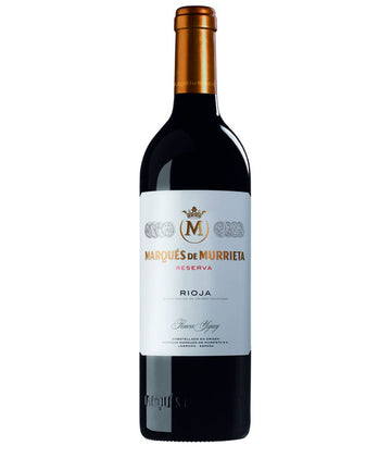 Bottle of Marqués de Murrieta Rioja Reserva 2020 Spanish red wine with white label and gold capsule