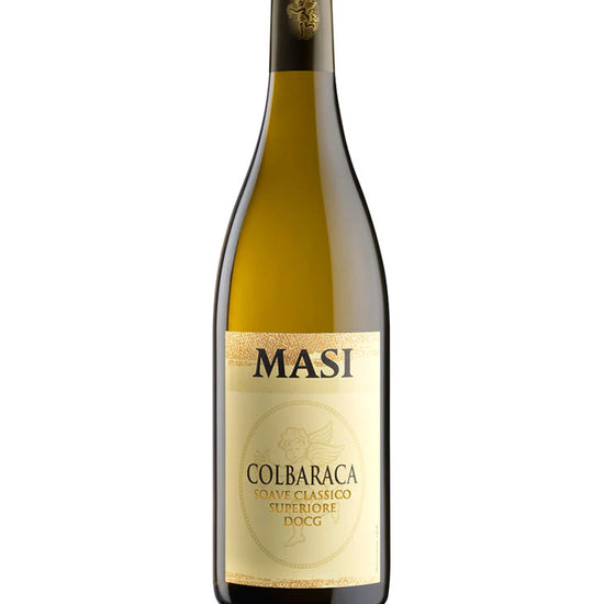Wine bottle with MASI Colbaracá label on a white background