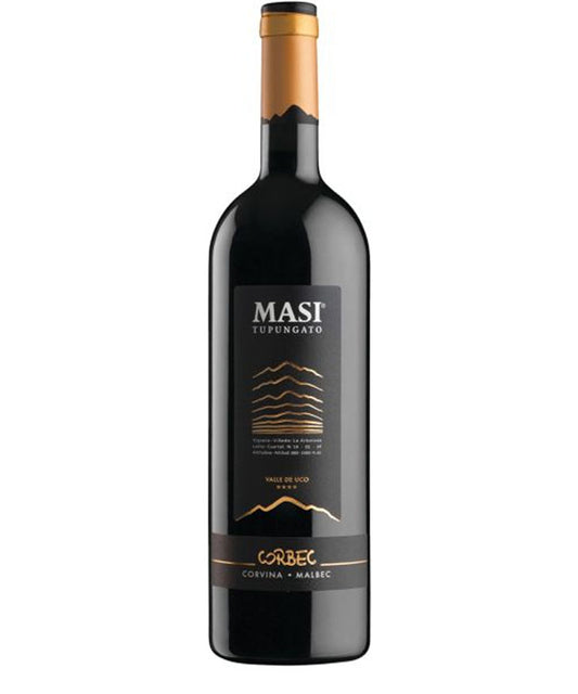 Masi Tupungato Corbec Appassimento 2020 red wine bottle with Corvina and Malbec grapes from Valle de Uco Argentina