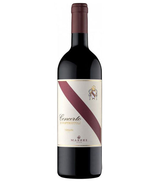 Wine bottle with a label on a white background
