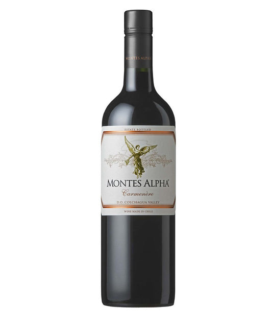 Montes Alpha Carmenère 2021 red wine bottle from Colchagua Valley, Chile
