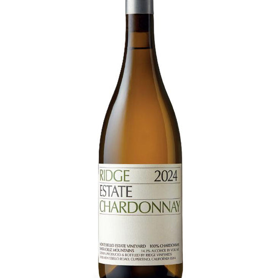 Bottle of Ridge Estate Chardonnay 2024 on a white background
