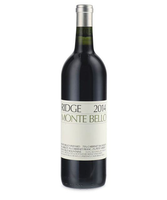 Ridge Monte Bello 2014 vintage Cabernet Sauvignon blend bottle from Santa Cruz Mountains