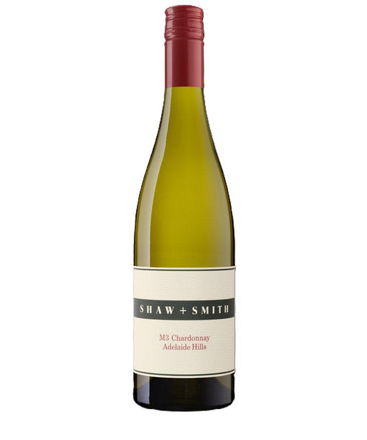 Shaw + Smith M3 Chardonnay 2024 wine bottle from Adelaide Hills with red cap and cream label