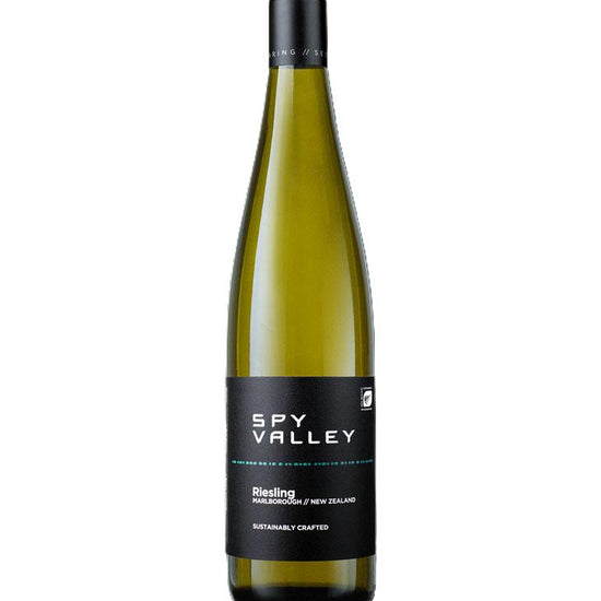 Spy Valley Riesling wine bottle on a white background