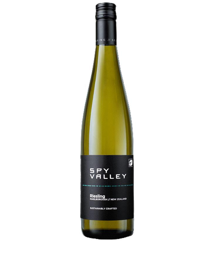 Spy Valley Riesling wine bottle on a white background