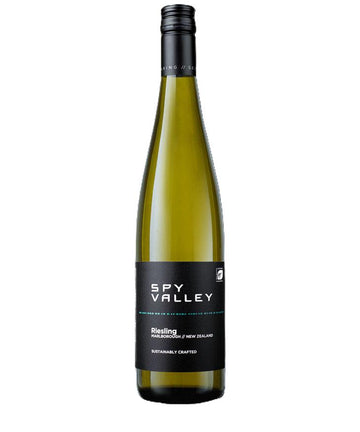 Spy Valley Riesling wine bottle on a white background