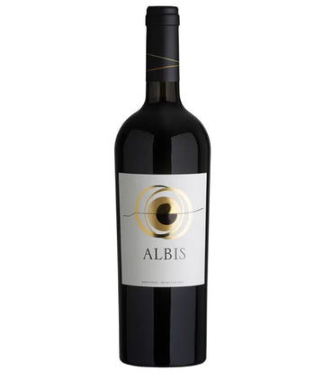 Wine bottle with 'Albis' label on a white background